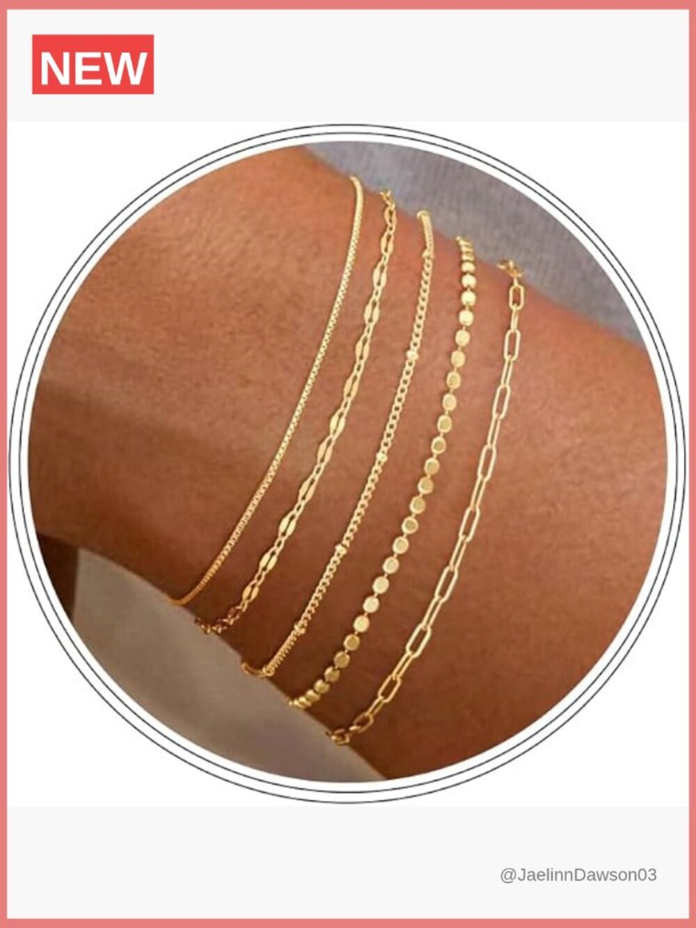 Dainty Gold Plated Bracelet Set - Stackable Link & Bead Bracelets for Women,